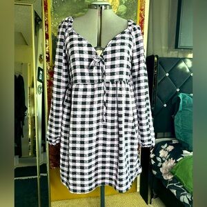 Purple Plaid Long Sleeve Dress